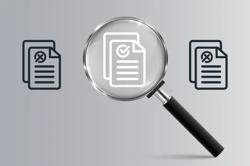 Vergrootglas op checklist: controlepunt in AI automatisering voor kwaliteit en risico’s (communicatie, geld, reputatie).